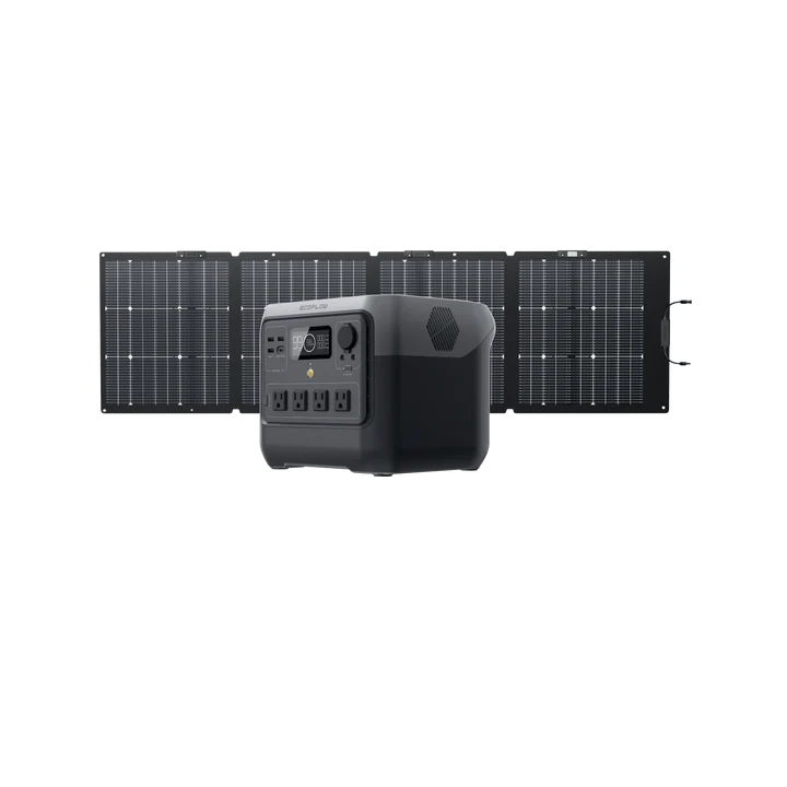 EcoFlow River 2 Pro + 220W Bifacial Solar Panel Bundle – Premium Off-Grid Power Station & Dual-Sided Solar Kit for Camping, Emergency & Van Life