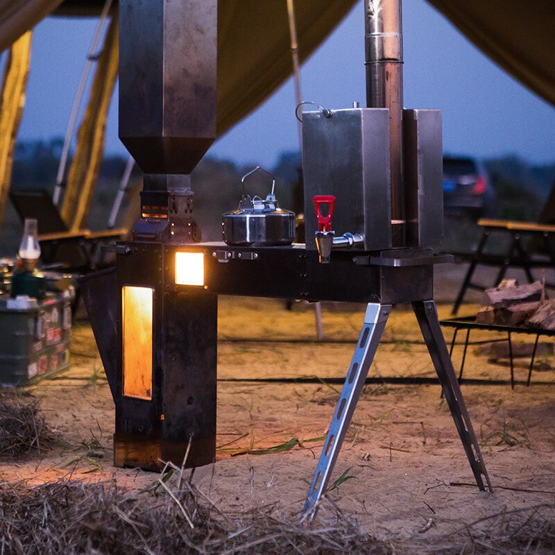 Hantu Newest Outdoor Giraffe Firewood Stove Lengthened Camping Bbq Picnic Stove Multifunctional Tent Heating Heating Furnace