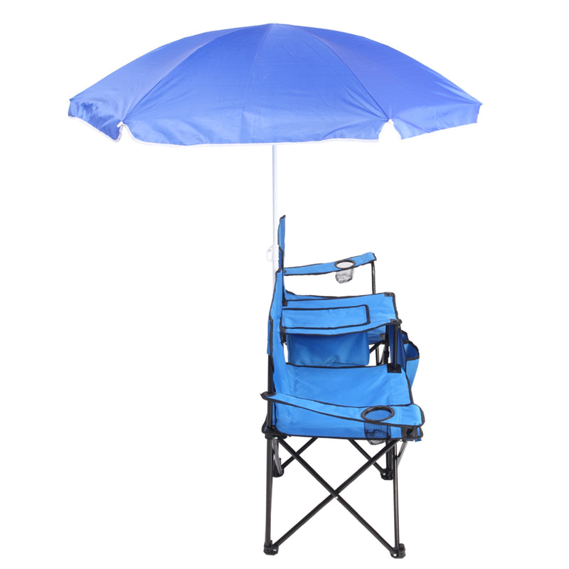 Portable Folding Chair with Removable Sun Umbrella