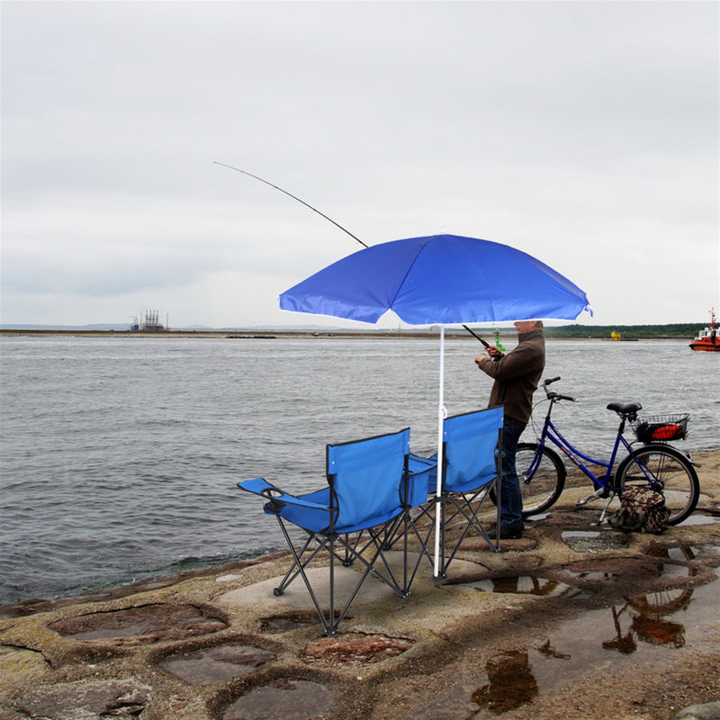 Portable Folding Chair with Removable Sun Umbrella