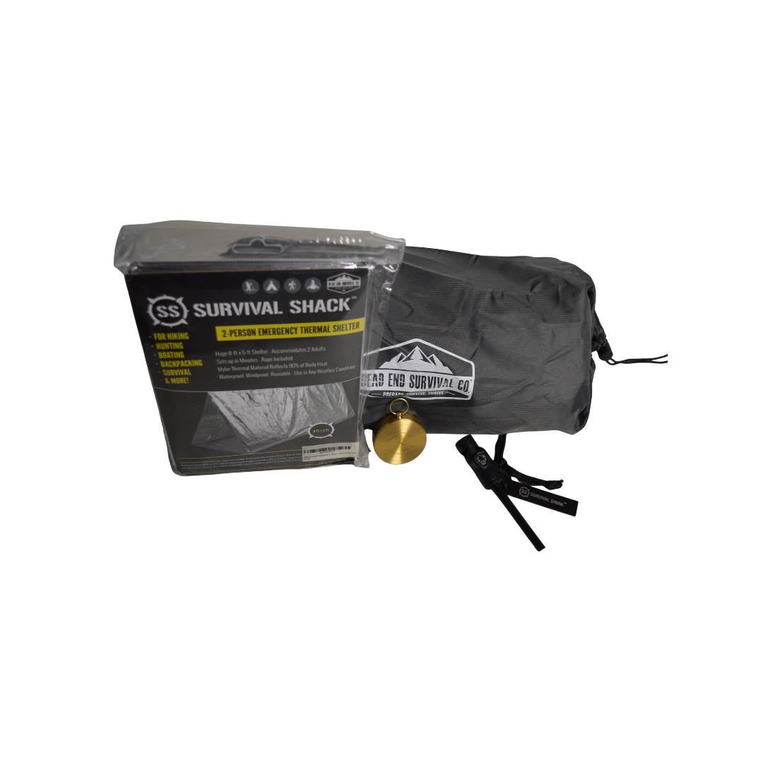 The Survival Bundle – Fire Starter, Compass, Emergency Tent & Sleeping Pad Kit