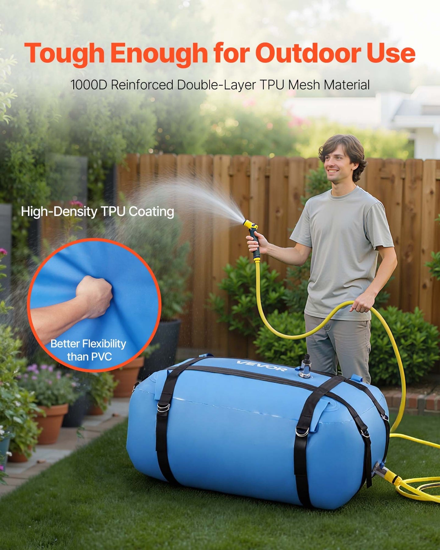 Water Storage Bladder, 132L Large Capacity TPU Soft Water Bag,