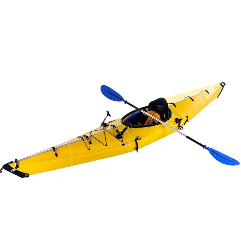 Kayak Fishing Boat Folding Hard Shell Canoe 3.9M With Paddle Drifting Portable Hand Rowing With Oars and Parts